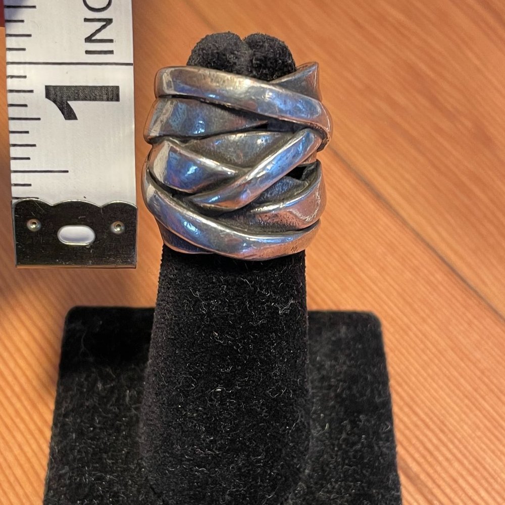Handcrafted sterling silver "bandage" ring - Mexican modern - Picture 4 of 5